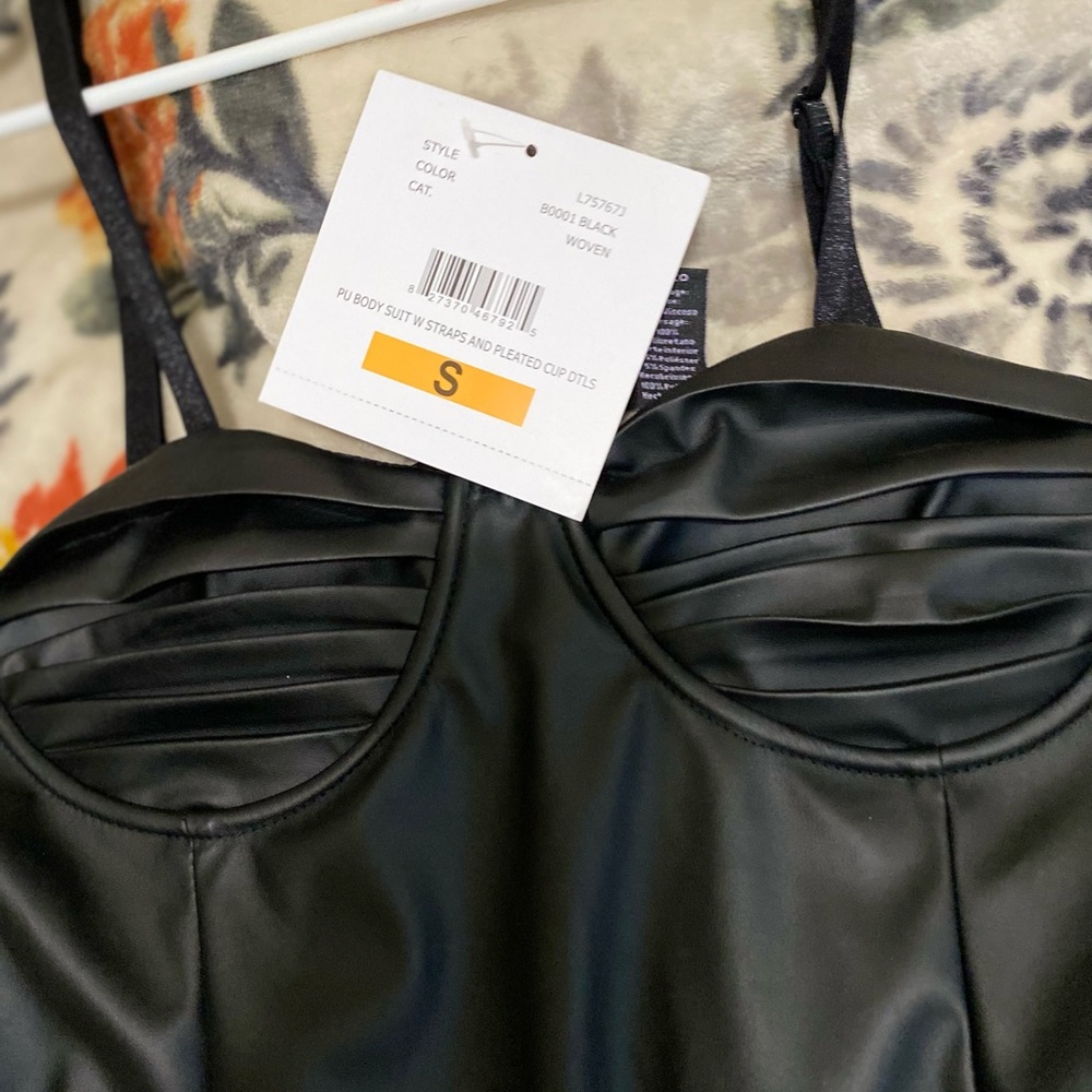 Brand new with tags black pleather body suit